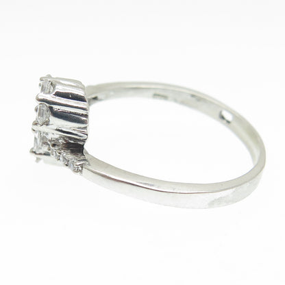 925 Sterling Silver Round-Cut Shaped C Z Bypass Ring Size 7.75
