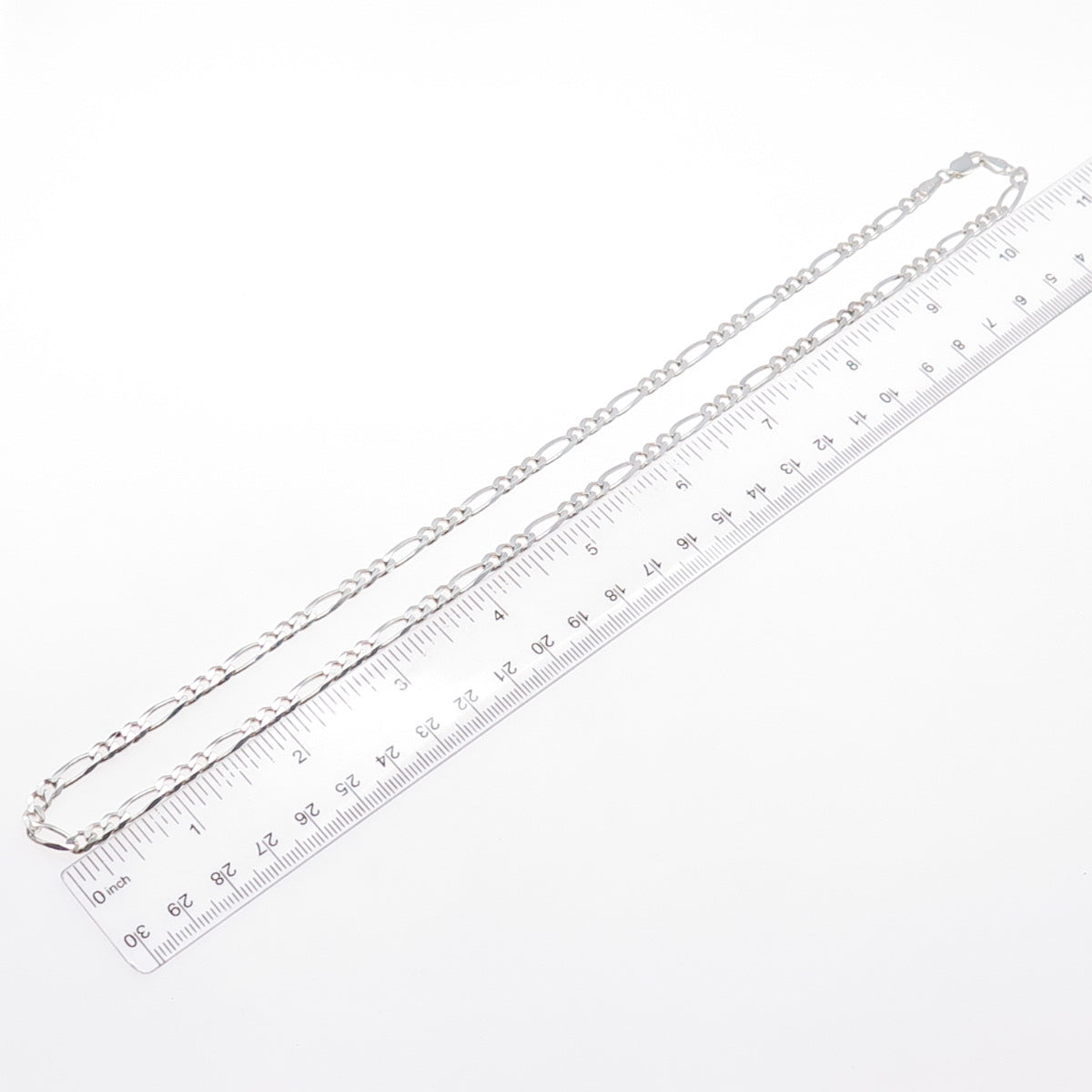 PAGODA 925 Sterling Silver Vintage Italy Figaro Chain Necklace 22"