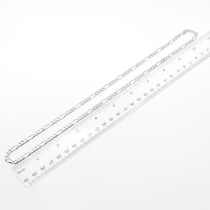 PAGODA 925 Sterling Silver Vintage Italy Figaro Chain Necklace 22"