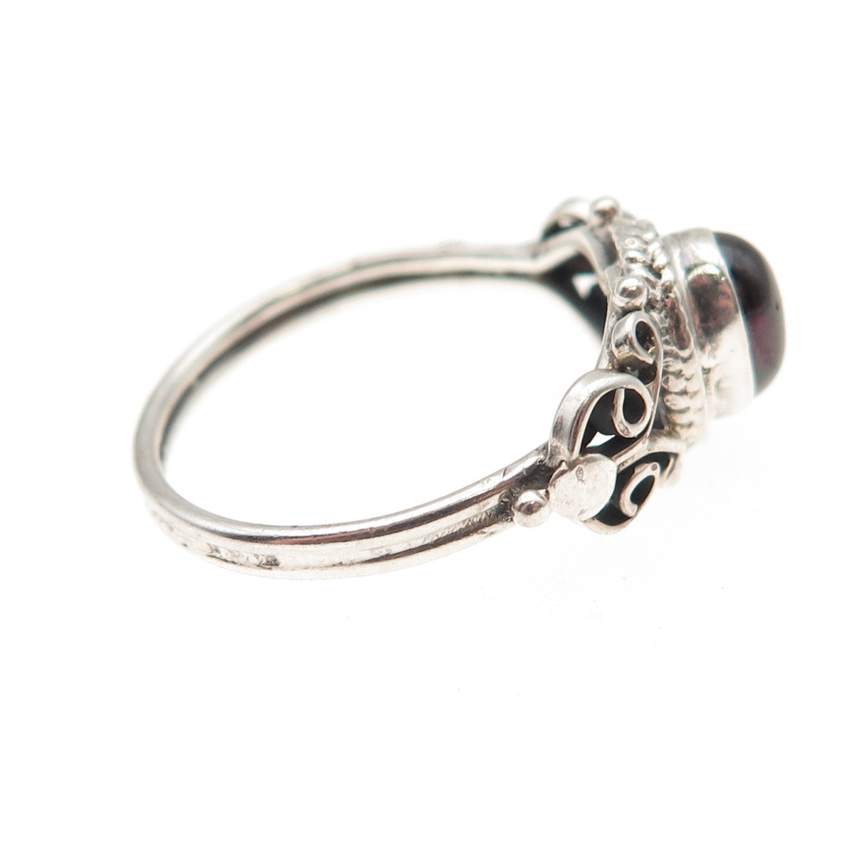 925 Sterling Silver Vintage Real Rhodolite Swirl Oxidized Ring Size 7.25
