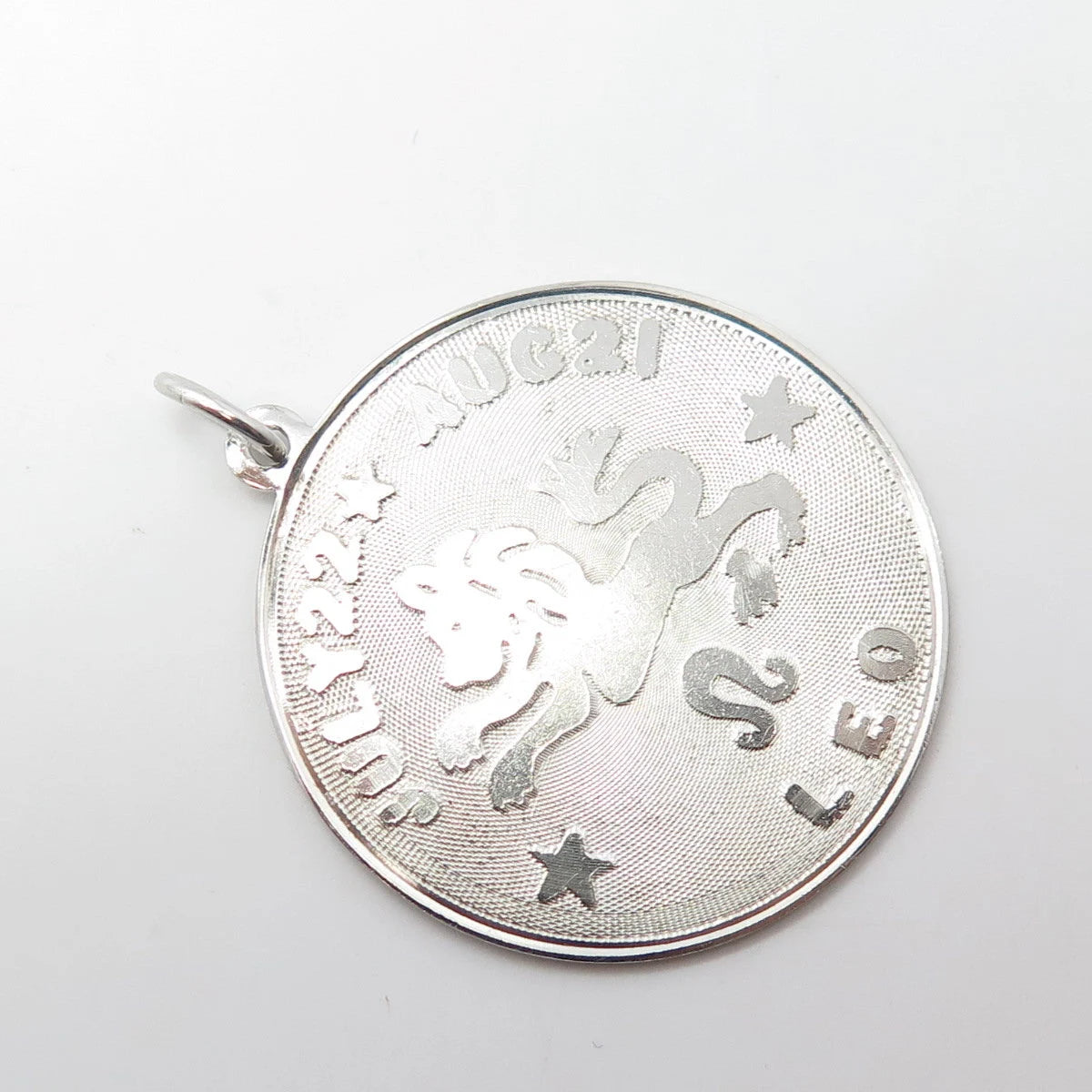 ELCO 925 Sterling Silver Vintage Leo Zodiac Sign Round Medal Pendant