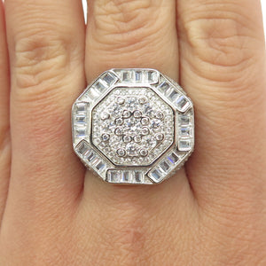 925 Sterling Silver Multi-C Z Domed Ring Size 8.25