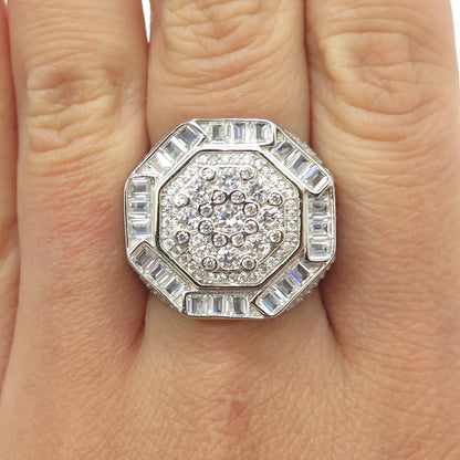 925 Sterling Silver Multi-C Z Domed Ring Size 8.25