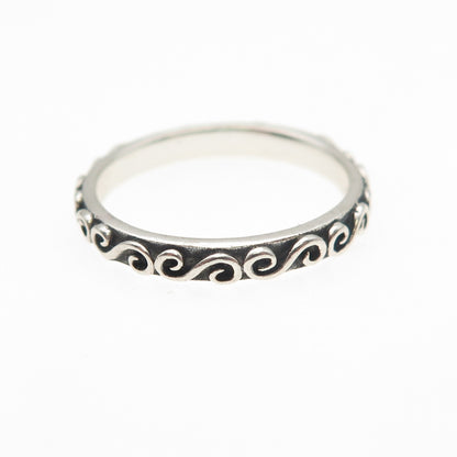 925 Sterling Silver Vintage Swirl Stackable Oxidized Band Ring Size 5.5