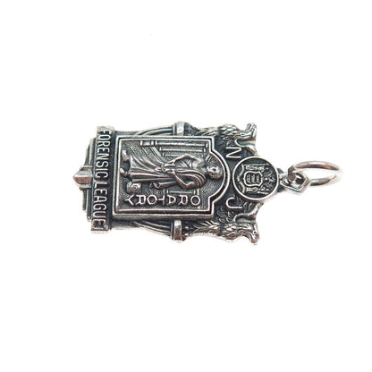 925 Sterling Silver Antique NJ Oratory Forensic League Oxidized Charm Pendant