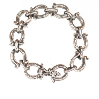925 Sterling Silver Vintage Mexico Omega-Link Oxidized Bracelet 7"