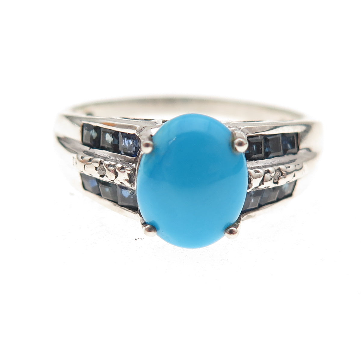 Chuck Clemency 925 Sterling Silver Real Diamond Turquoise Sapphire Ring Size 10