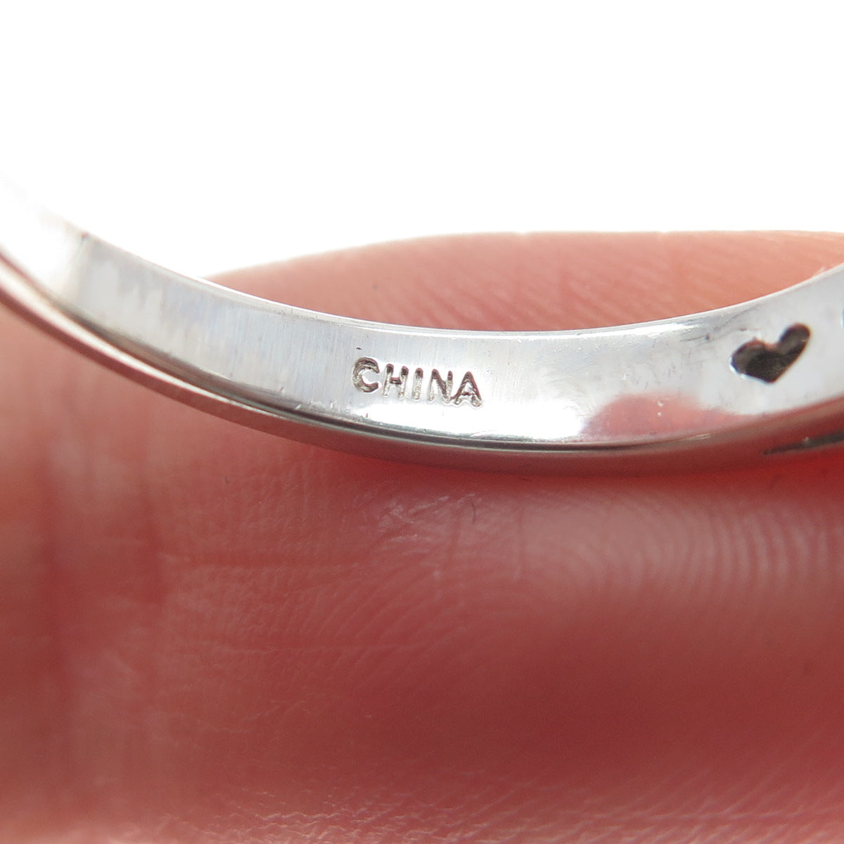 925 Sterling Silver Real Round-Cut Diamond Heart Ring Size 9.25