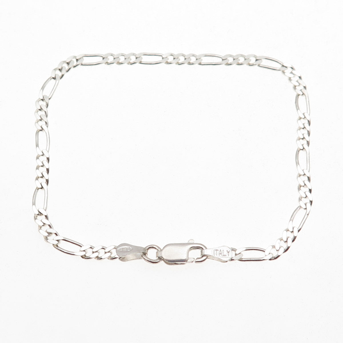 925 Sterling Silver Italy Figaro Link Bracelet 7"