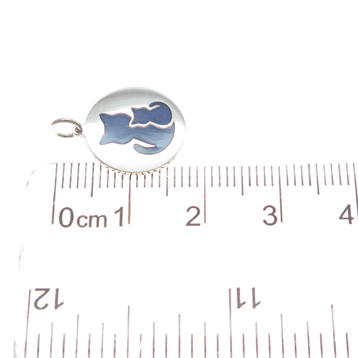925 Sterling Silver Blue Enamel Mom & Child Cat Minimalist Charm Pendant
