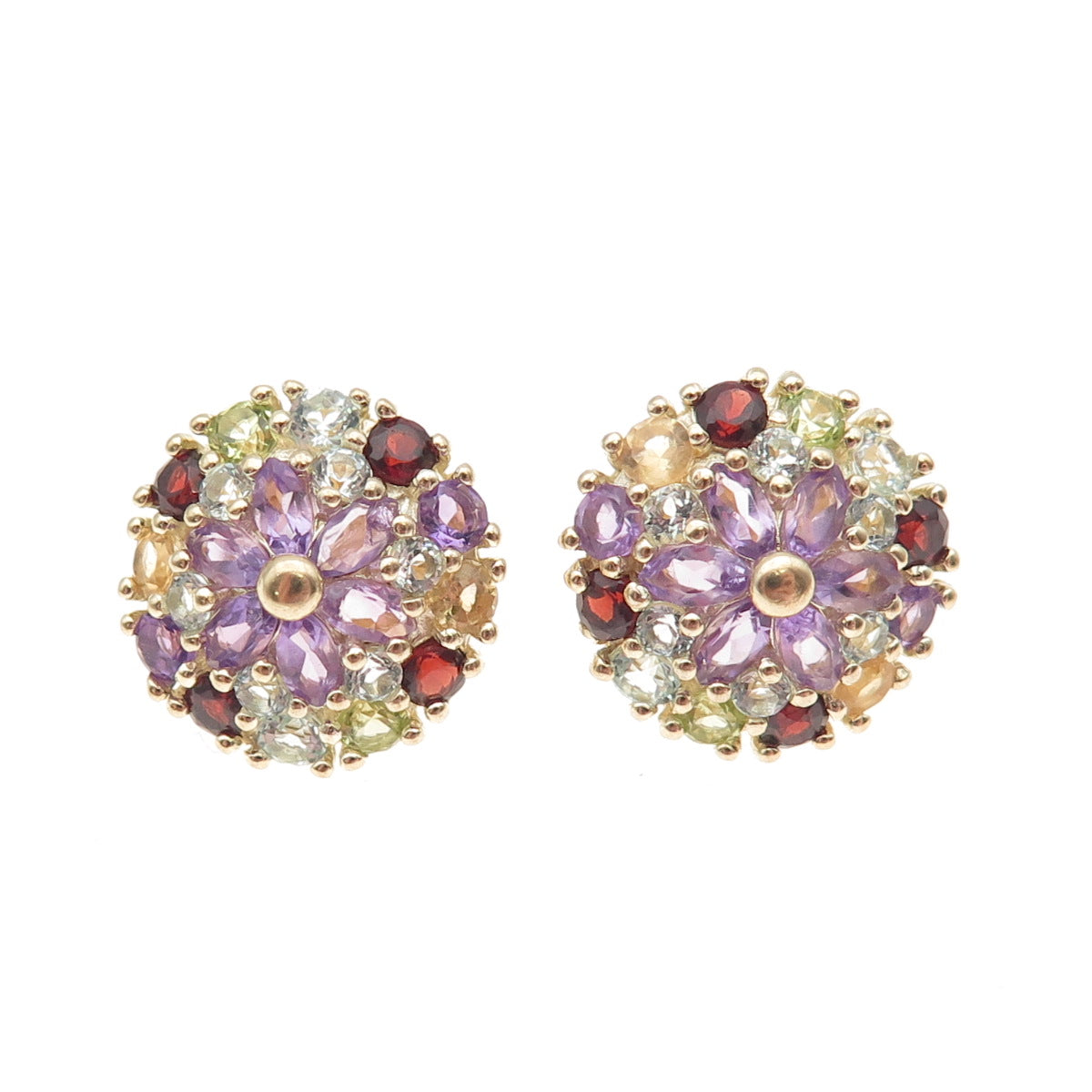 DEE BERKLE Sterling Gold Plated Topaz Amethyst Garnet Citrine & Peridot Earrings