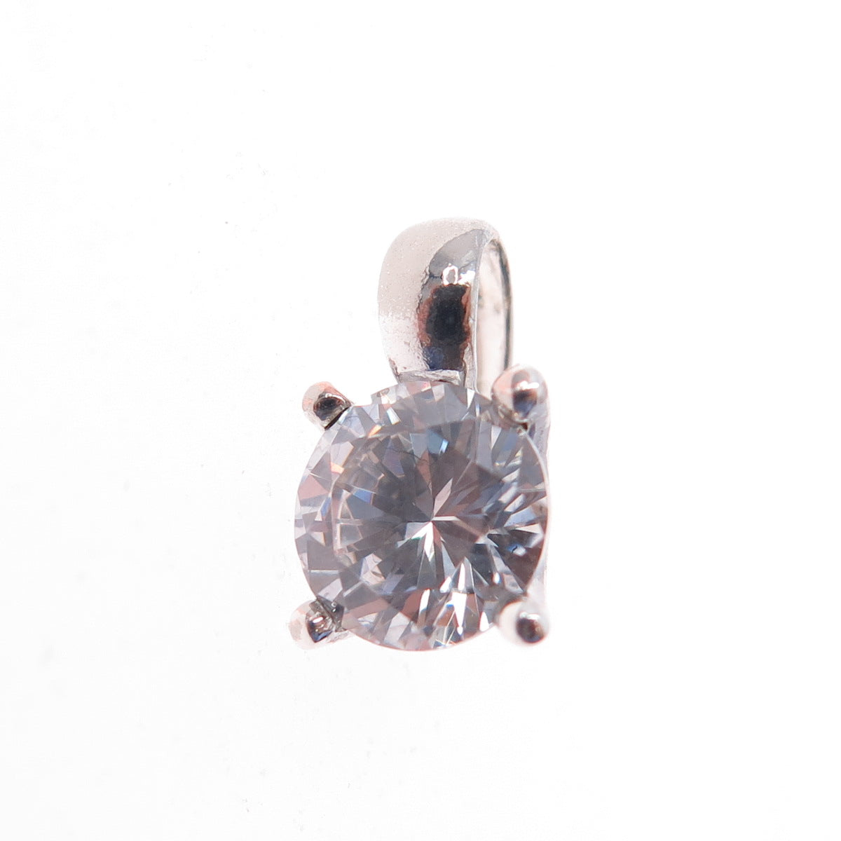 925 Sterling Silver Round-Cut C Z Mini Charm Pendant