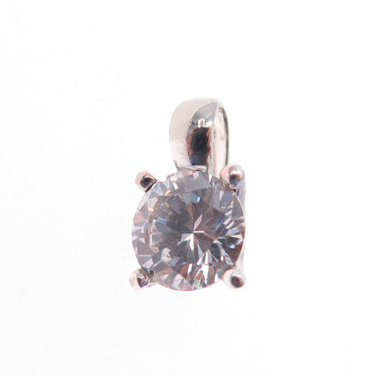 925 Sterling Silver Round-Cut C Z Mini Charm Pendant