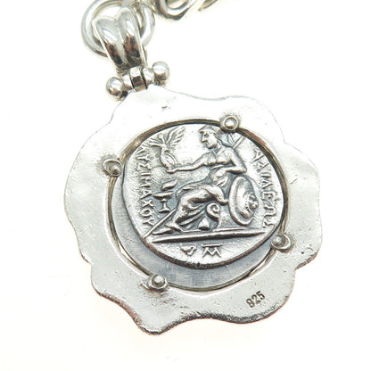 925 Sterling Silver Vintage Alexander The Great Coin Key Chain Ring Holder