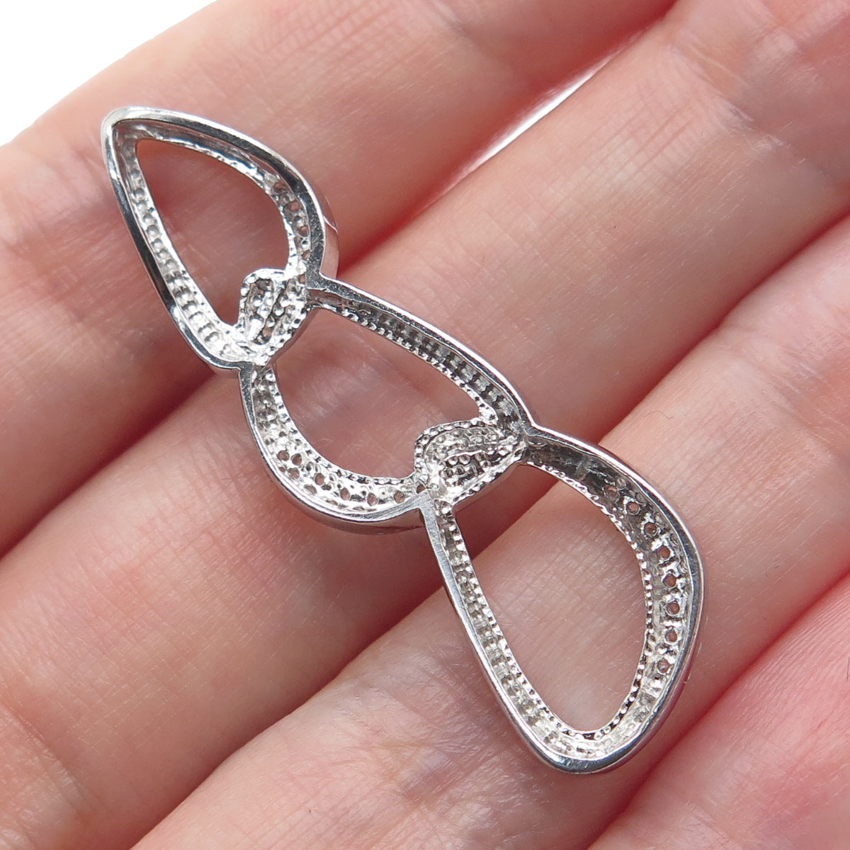 925 Sterling Silver Round-Cut C Z Teardrop Link Charm Slide Pendant