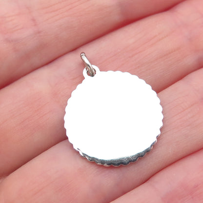 925 Sterling Silver Vintage Engraved Lovely 18 Heart Charm Pendant