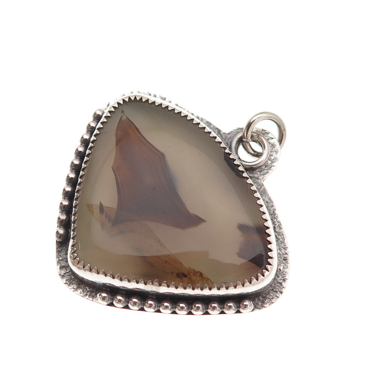 E. Scott 925 Sterling Silver Vintage Real Montana Agate Modernist Charm Pendant