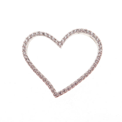 925 Sterling Silver Round-Cut C Z Open Heart Slide Charm Pendant