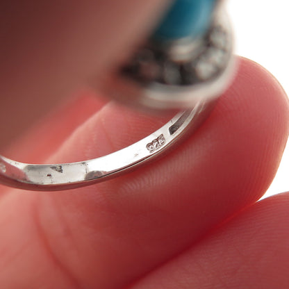 Chuck Clemency 925 Sterling Silver Real Blue Diamond & Turquoise Ring Size 5.75