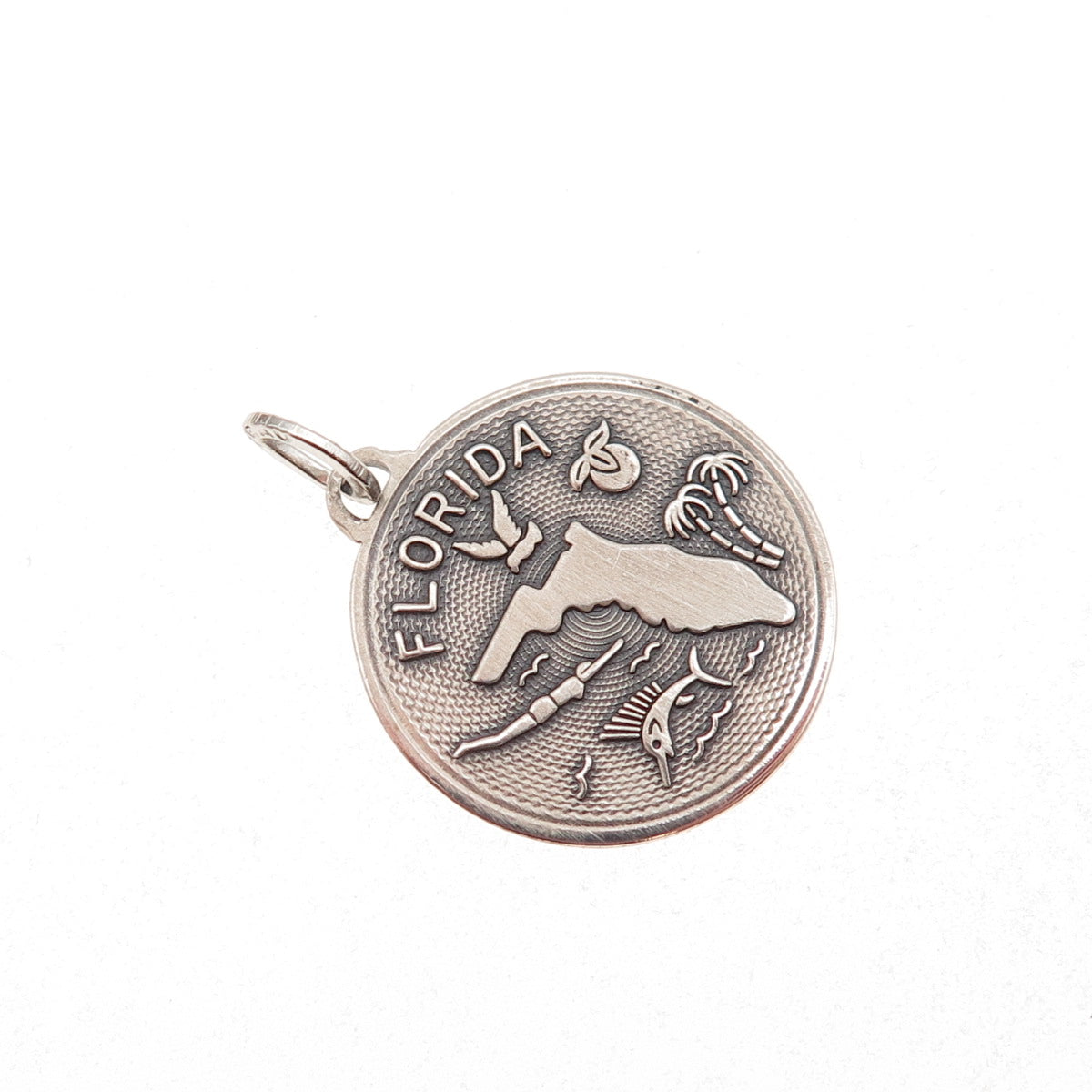 Beau 925 Sterling Silver Vintage Florida Oxidized Charm Pendant