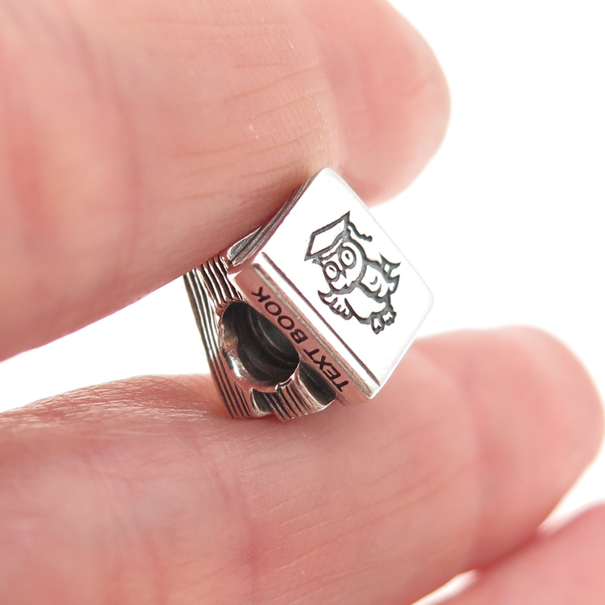 Pandora 925 Sterling Silver Wise Owl Study Text Book Slide Bead Charm