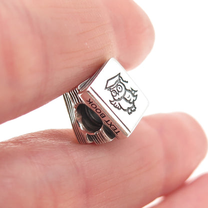 Pandora 925 Sterling Silver Wise Owl Study Text Book Slide Bead Charm
