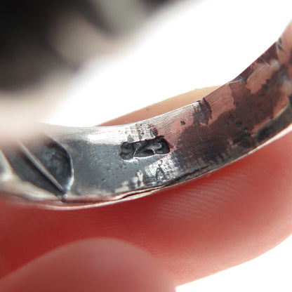 925 Sterling Silver Vintage Modernist Oxidized Ring Size 8