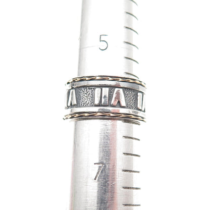 Chateau D’Argent Sterling Silver 18K Gold Vintage Roman Numbers Ring Size 6.25