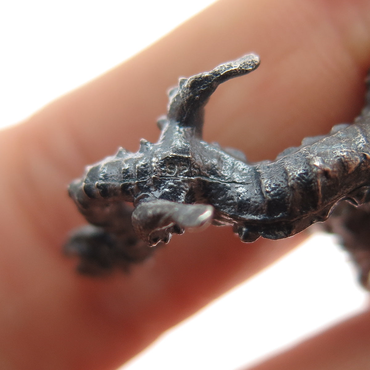 925 Sterling Black Rhodium Diamond Sapphire Chrome Diopside Dragon Miniature