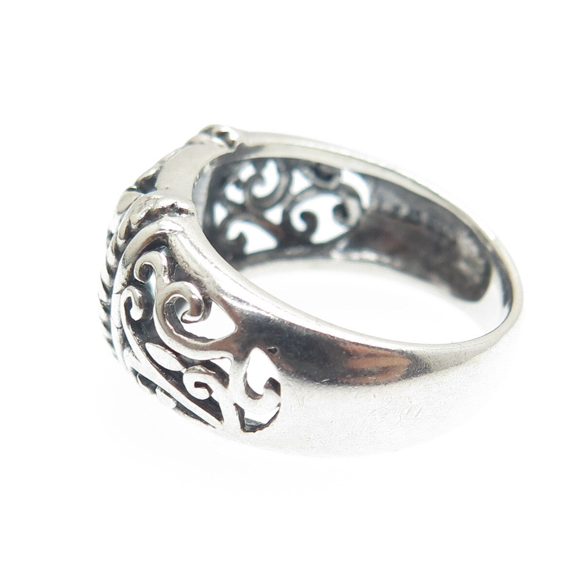 CFJ Collins Fine Jewelry 925 Sterling Silver Vintage Flower Oxidized Ring Size 8
