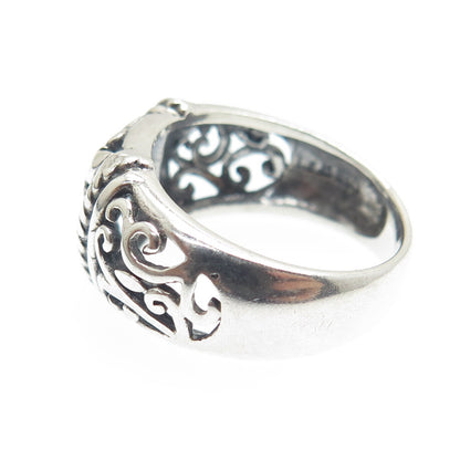 CFJ Collins Fine Jewelry 925 Sterling Silver Vintage Flower Oxidized Ring Size 8