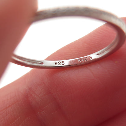 925 Sterling Silver Round-Cut C Z Half Eternity Stackable Band Ring Size 6