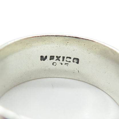 925 Sterling Silver Vintage Mexico Engraved Oxidized Band Ring Size 10.25