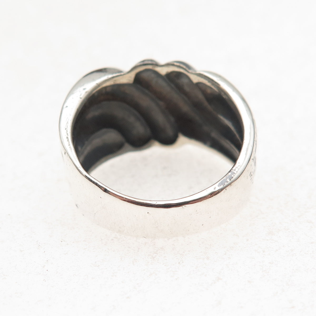 Chapal Zenray 925 Sterling Silver Vintage Modernist Oxidized Ring Size 7.5