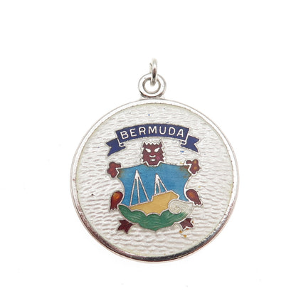 BREADNER CO. Sterling Silver Vintage Enamel Bermuda Coat of Arms Charm Pendant