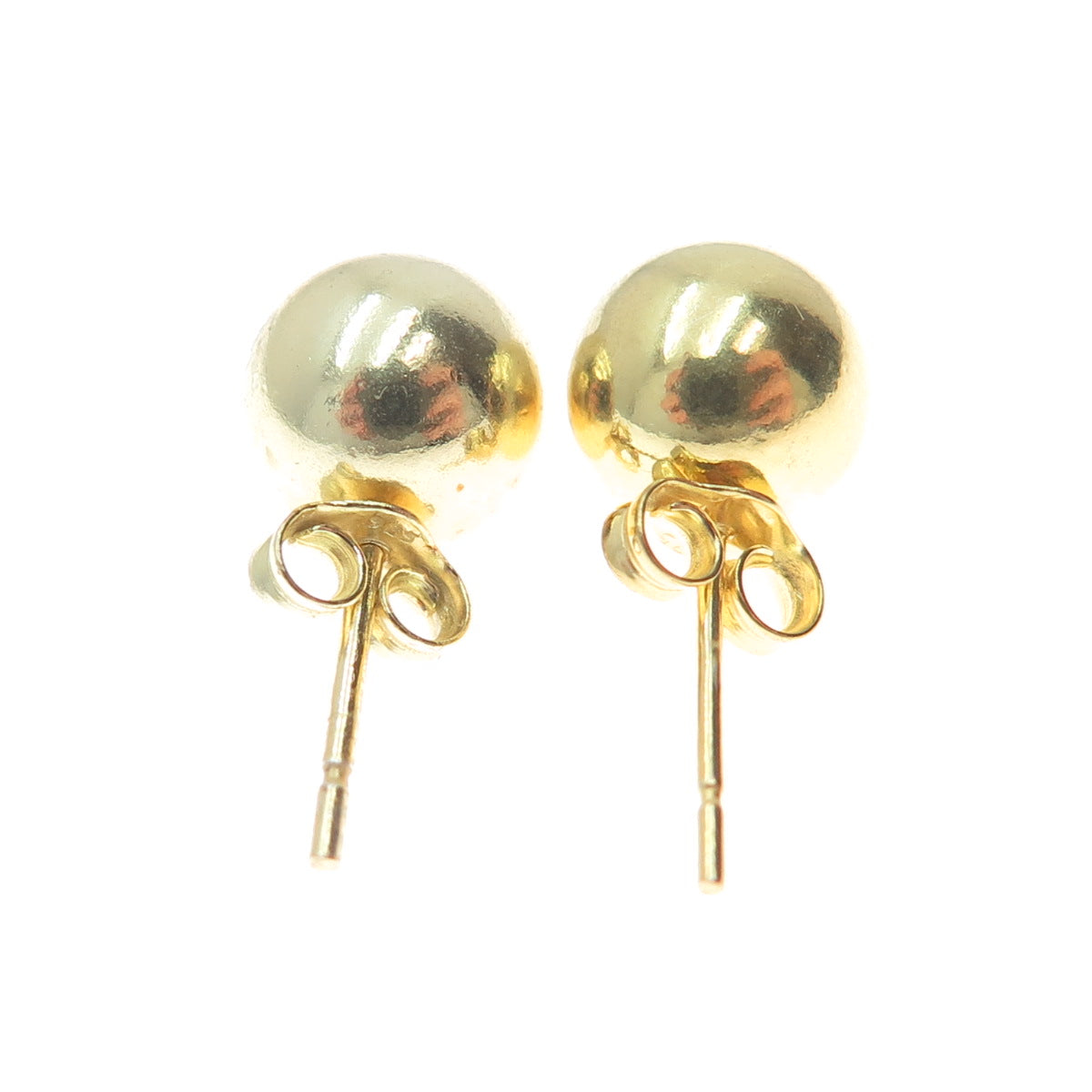 925 Sterling Silver Gold Plated 8mm Ball Stud Earrings