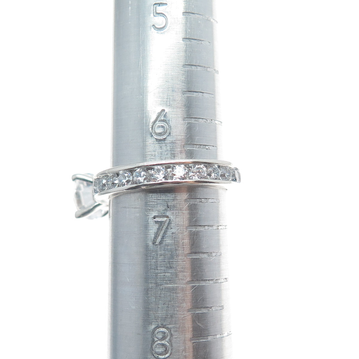 925 Sterling Silver Round-Cut C Z Engagement Ring Size 6.5