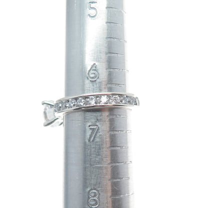 925 Sterling Silver Round-Cut C Z Engagement Ring Size 6.5