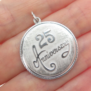 GRIFFITH & SONS CO 925 Sterling Silver Vintage 25 Anniversary Charm Pendant