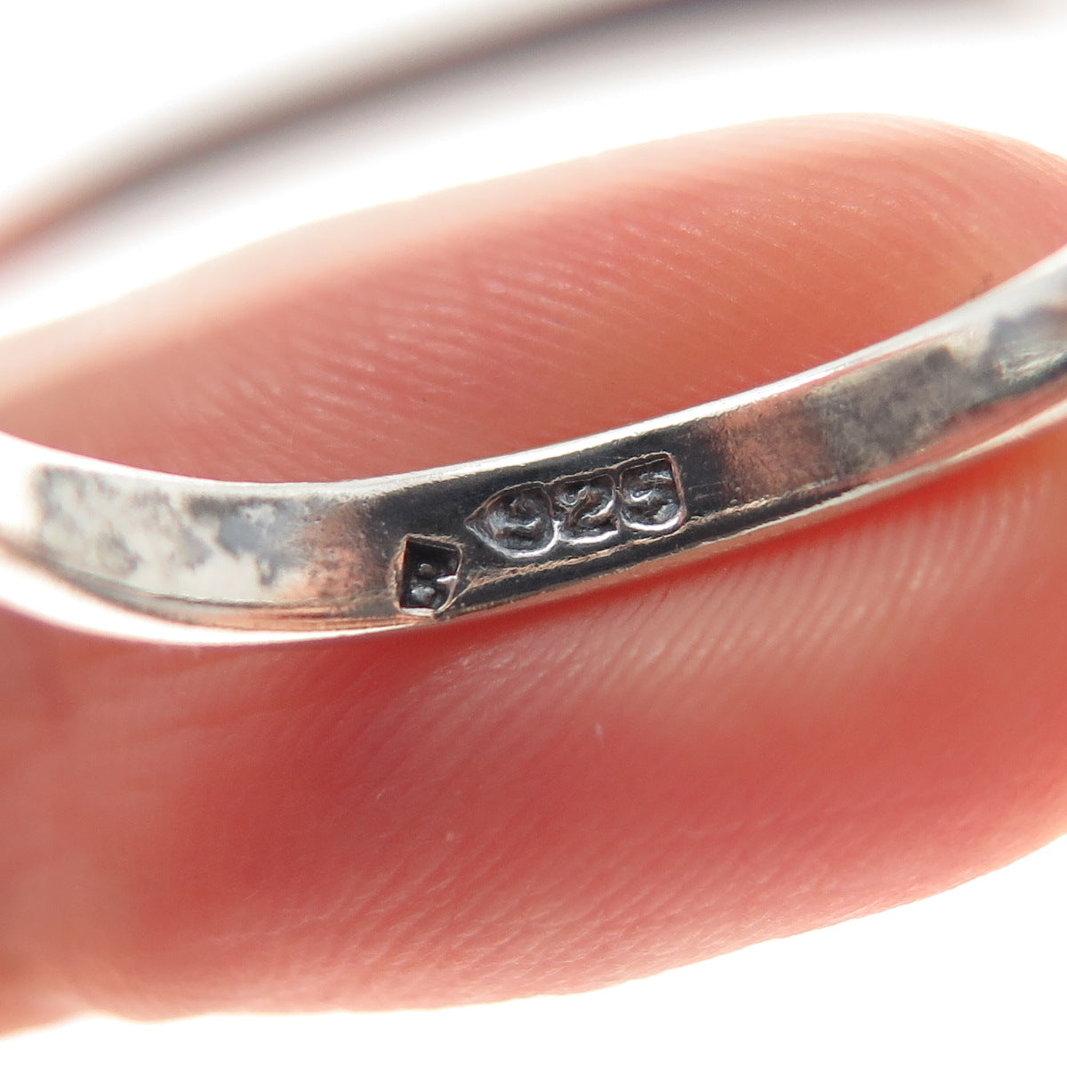 925 Sterling Silver Vintage Real Black Onyx Modernist Heart Ring Size 9.25