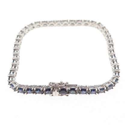 925 Sterling Silver Oval-Cut Lab-Created Sapphire Bracelet 7.5"