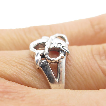 925 Sterling Silver Vintage Dolphin Jumping Through Hoop Ring Size 6.25