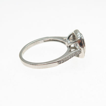 925 Sterling Silver Round-Cut C Z Engagement Ring Size 7