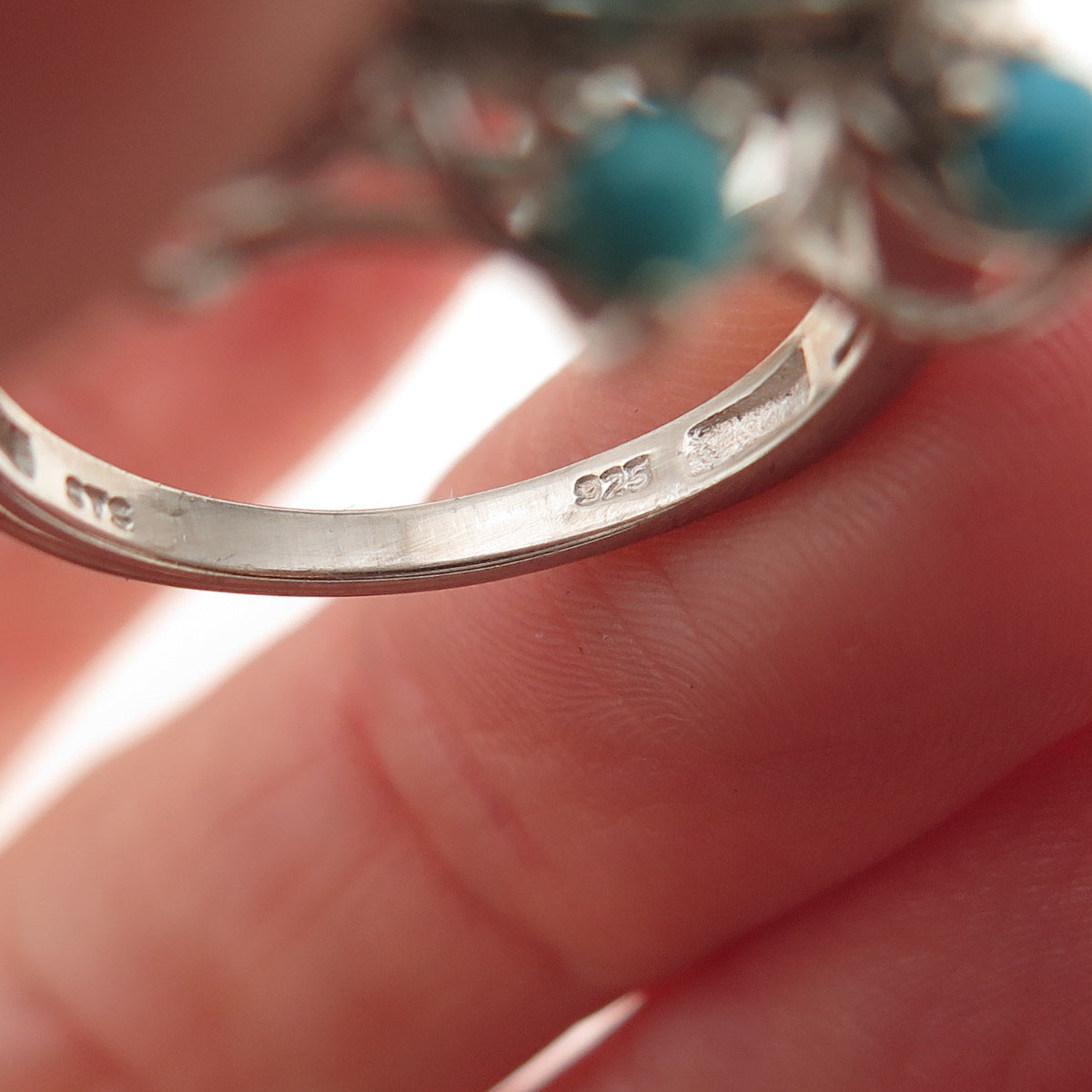 Chuck Clemency 925 Sterling Silver Real Aquamarine & Turquoise Ring Size 8
