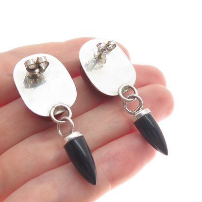 GG ORG DESIGNER Sterling 14K Gold Posts Vintage Jasper & Onyx Scarab Earrings