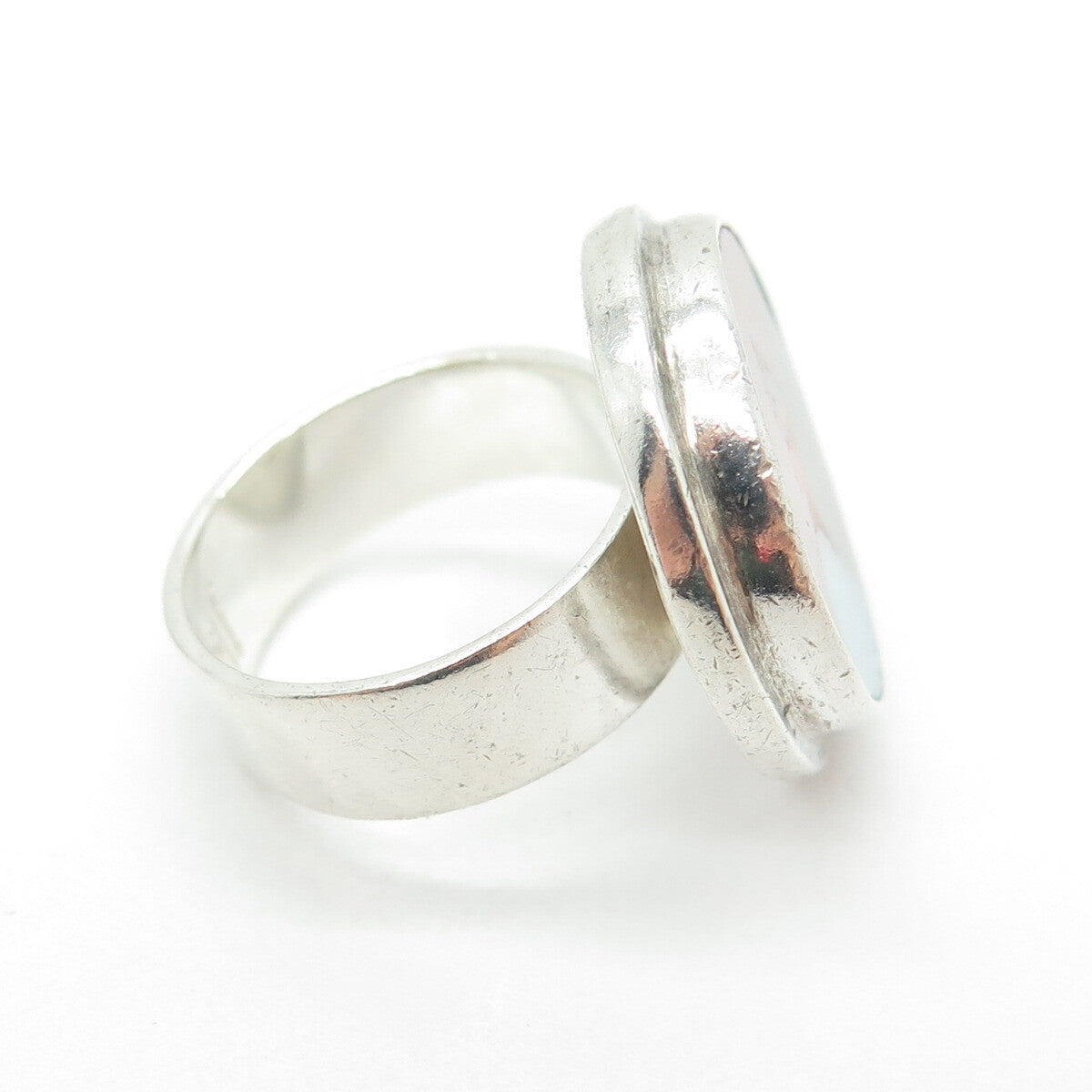 925 Sterling Silver Vintage Murano Glass Modernist Ring Size 6