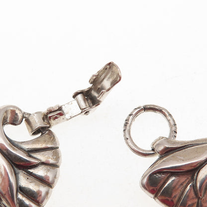 925 Sterling Silver Antique Art Deco Floral Oxidized Bracelet 7"