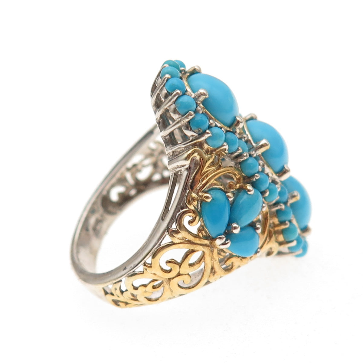 Chuck Clemency 925 Sterling 2-Tone Real Sleeping Beauty Turquoise Ring Size 8.25
