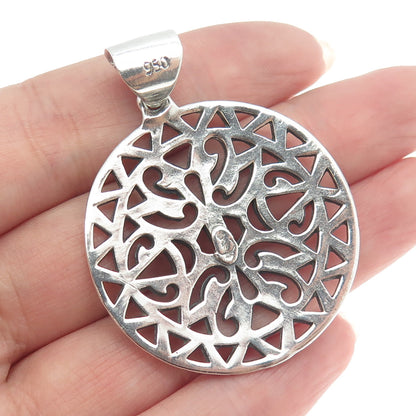 950 Silver Vintage Tribal Ornate Round Pendant