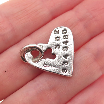 Silver Bones 925 Sterling Vintage Precious Heart Dog Tag Charm Pendant